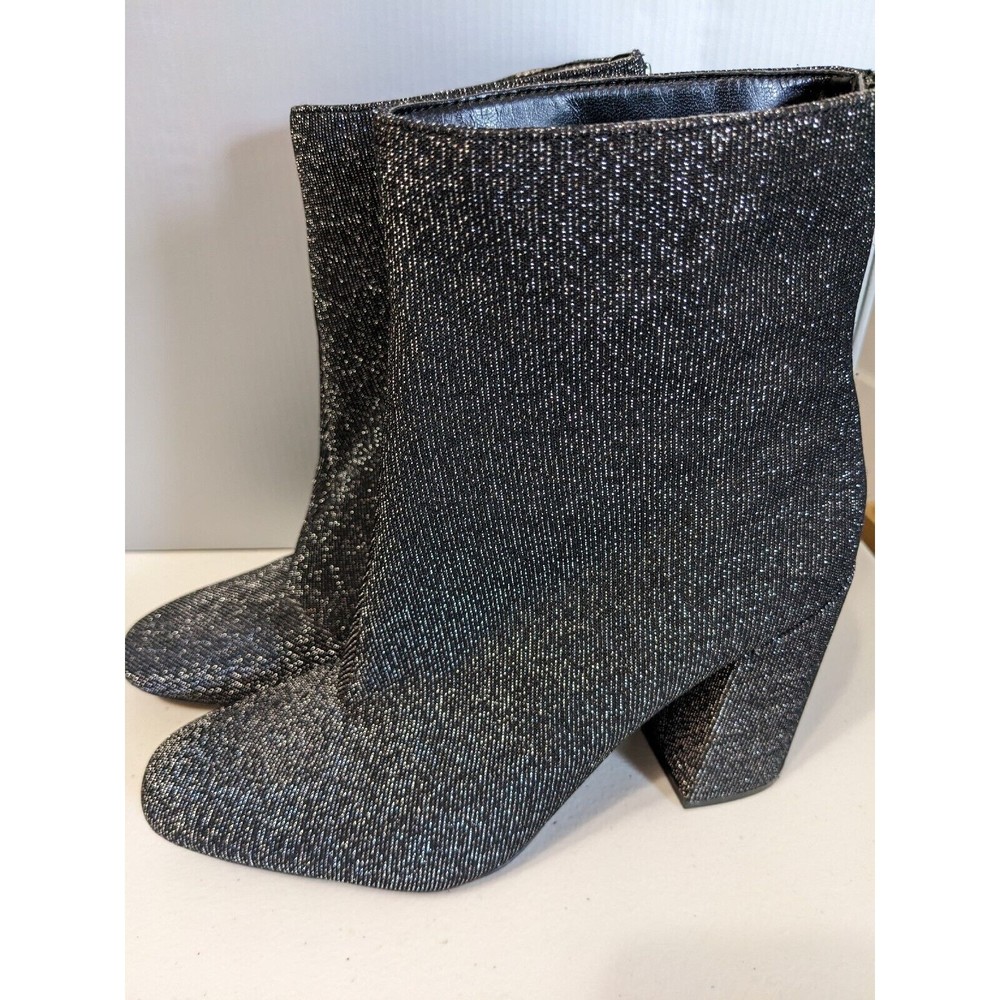 Jessica Simpson Ankle Boot Size 9 Glitter Shimmer Square Toe Block Heel‎ Black